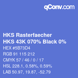 カラーコード: HKS Rasterfaecher - HKS 43K 070% Black 0% | qconv.com