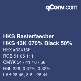 Color code: HKS Rasterfaecher - HKS 43K 070% Black 50% | qconv.com