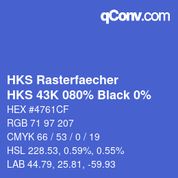 Farbcode: HKS Rasterfaecher - HKS 43K 080% Black 0% | qconv.com