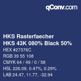 Farbcode: HKS Rasterfaecher - HKS 43K 080% Black 50% | qconv.com