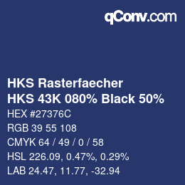 カラーコード: HKS Rasterfaecher - HKS 43K 080% Black 50% | qconv.com