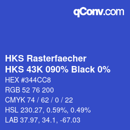 Color code: HKS Rasterfaecher - HKS 43K 090% Black 0% | qconv.com