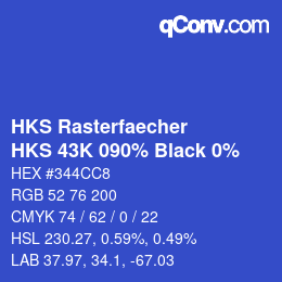 カラーコード: HKS Rasterfaecher - HKS 43K 090% Black 0% | qconv.com