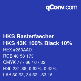 Color code: HKS Rasterfaecher - HKS 43K 100% Black 10% | qconv.com