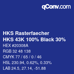 Color code: HKS Rasterfaecher - HKS 43K 100% Black 30% | qconv.com