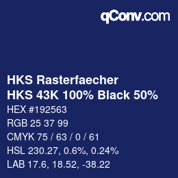 Farbcode: HKS Rasterfaecher - HKS 43K 100% Black 50% | qconv.com