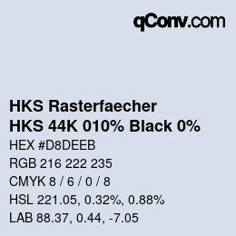 Color code: HKS Rasterfaecher - HKS 44K 010% Black 0% | qconv.com