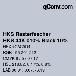 カラーコード: HKS Rasterfaecher - HKS 44K 010% Black 10% | qconv.com