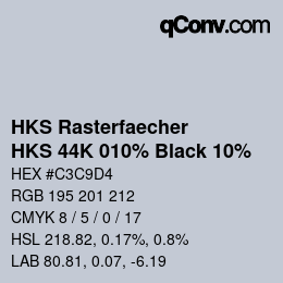 Color code: HKS Rasterfaecher - HKS 44K 010% Black 10% | qconv.com