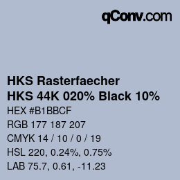 カラーコード: HKS Rasterfaecher - HKS 44K 020% Black 10% | qconv.com
