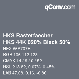 カラーコード: HKS Rasterfaecher - HKS 44K 020% Black 50% | qconv.com