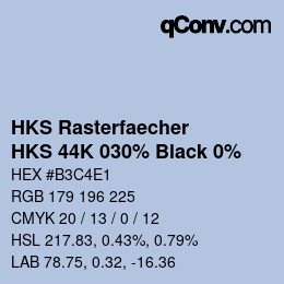 Color code: HKS Rasterfaecher - HKS 44K 030% Black 0% | qconv.com