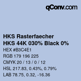 カラーコード: HKS Rasterfaecher - HKS 44K 030% Black 0% | qconv.com