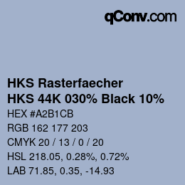 カラーコード: HKS Rasterfaecher - HKS 44K 030% Black 10% | qconv.com