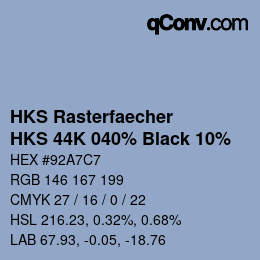 Color code: HKS Rasterfaecher - HKS 44K 040% Black 10% | qconv.com