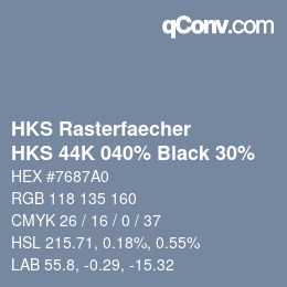Farbcode: HKS Rasterfaecher - HKS 44K 040% Black 30% | qconv.com