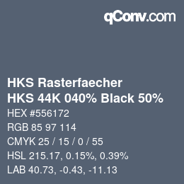 Código de color: HKS Rasterfaecher - HKS 44K 040% Black 50% | qconv.com
