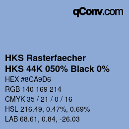 颜色代码: HKS Rasterfaecher - HKS 44K 050% Black 0% | qconv.com