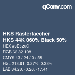 カラーコード: HKS Rasterfaecher - HKS 44K 060% Black 50% | qconv.com