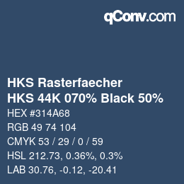 カラーコード: HKS Rasterfaecher - HKS 44K 070% Black 50% | qconv.com
