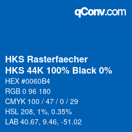 Color code: HKS Rasterfaecher - HKS 44K 100% Black 0% | qconv.com