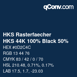 カラーコード: HKS Rasterfaecher - HKS 44K 100% Black 50% | qconv.com