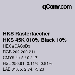カラーコード: HKS Rasterfaecher - HKS 45K 010% Black 10% | qconv.com