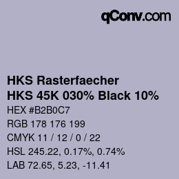 Color code: HKS Rasterfaecher - HKS 45K 030% Black 10% | qconv.com