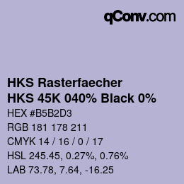 Color code: HKS Rasterfaecher - HKS 45K 040% Black 0% | qconv.com