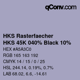 Color code: HKS Rasterfaecher - HKS 45K 040% Black 10% | qconv.com