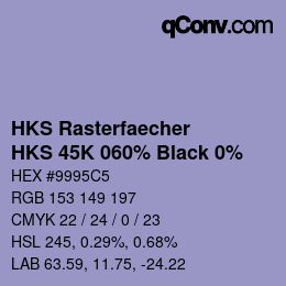 カラーコード: HKS Rasterfaecher - HKS 45K 060% Black 0% | qconv.com