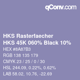 カラーコード: HKS Rasterfaecher - HKS 45K 060% Black 10% | qconv.com