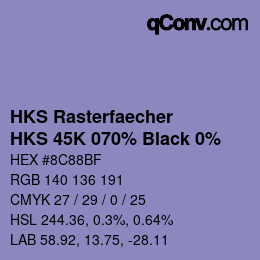 Color code: HKS Rasterfaecher - HKS 45K 070% Black 0% | qconv.com