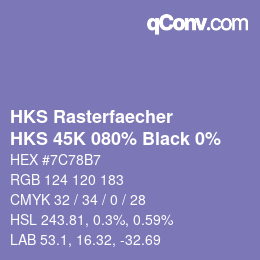 Code couleur: HKS Rasterfaecher - HKS 45K 080% Black 0% | qconv.com