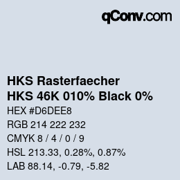 Color code: HKS Rasterfaecher - HKS 46K 010% Black 0% | qconv.com