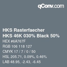 カラーコード: HKS Rasterfaecher - HKS 46K 030% Black 50% | qconv.com