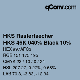 Code couleur: HKS Rasterfaecher - HKS 46K 040% Black 10% | qconv.com