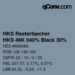 Código de color: HKS Rasterfaecher - HKS 46K 040% Black 30% | qconv.com
