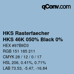 カラーコード: HKS Rasterfaecher - HKS 46K 050% Black 0% | qconv.com