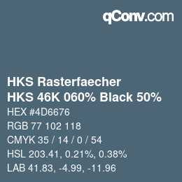 カラーコード: HKS Rasterfaecher - HKS 46K 060% Black 50% | qconv.com