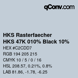 Code couleur: HKS Rasterfaecher - HKS 47K 010% Black 10% | qconv.com