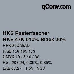 カラーコード: HKS Rasterfaecher - HKS 47K 010% Black 30% | qconv.com