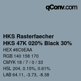 カラーコード: HKS Rasterfaecher - HKS 47K 020% Black 30% | qconv.com