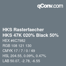 カラーコード: HKS Rasterfaecher - HKS 47K 020% Black 50% | qconv.com