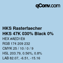 Code couleur: HKS Rasterfaecher - HKS 47K 030% Black 0% | qconv.com
