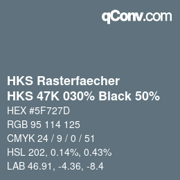 カラーコード: HKS Rasterfaecher - HKS 47K 030% Black 50% | qconv.com