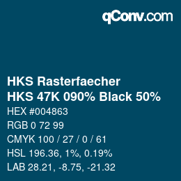 カラーコード: HKS Rasterfaecher - HKS 47K 090% Black 50% | qconv.com