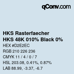 Code couleur: HKS Rasterfaecher - HKS 48K 010% Black 0% | qconv.com