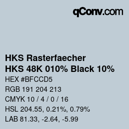 Color code: HKS Rasterfaecher - HKS 48K 010% Black 10% | qconv.com