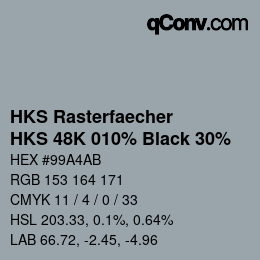 カラーコード: HKS Rasterfaecher - HKS 48K 010% Black 30% | qconv.com